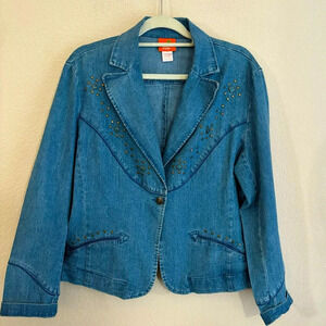 Hearts of Palm Western Style Studded Denim Blazer